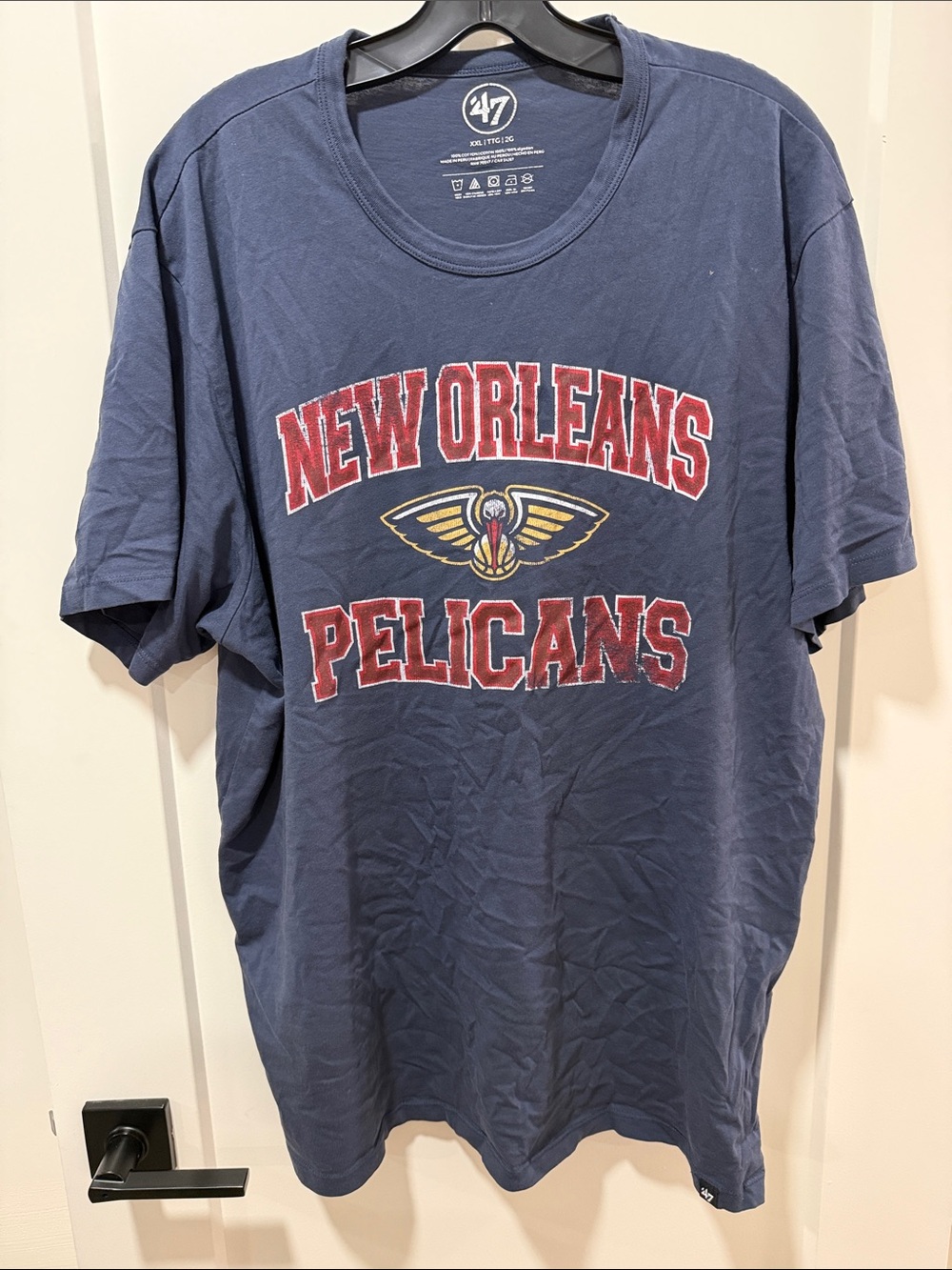 '47 New Orleans Pelicans Navy T-Shirt with Red & Gold Logo - XXL